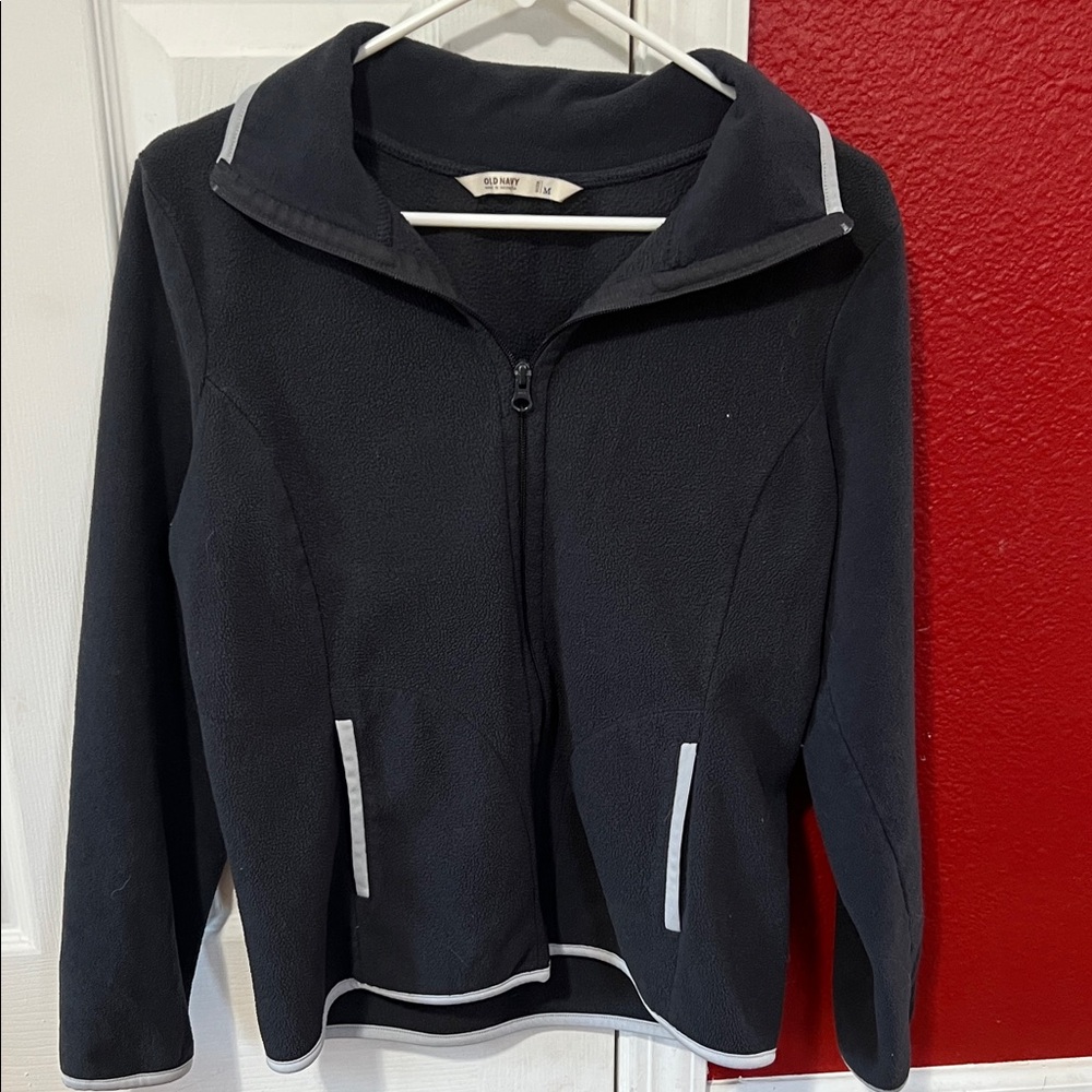 Old Navy Women’s Jacket in Black with White Trim